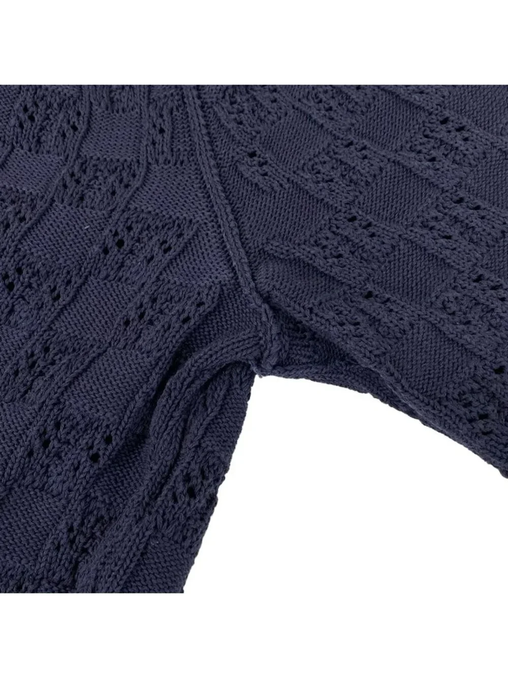 Chanel Cardigan M Navy Long Sleeve Cotton